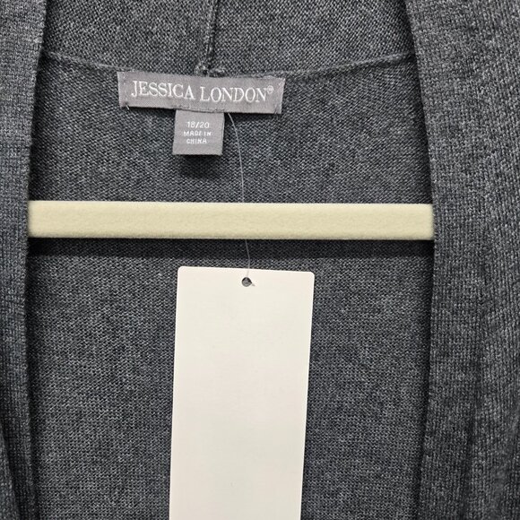 Jessica London NWT 18/20/2X  Cashmere Cotton Blend Sweater Cardigan Duster Gray - Picture 6 of 8